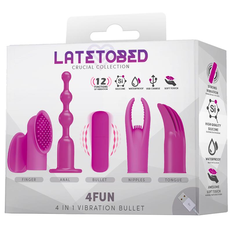 LATETOBED 4Fun Bala Vibrador y 4 Fundas USB Impermeable Silicona